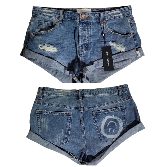 One Teaspoon Pants - One + Teaspoon Bandit Smiley Pacifica Low Waist Jean Shorts Size 31